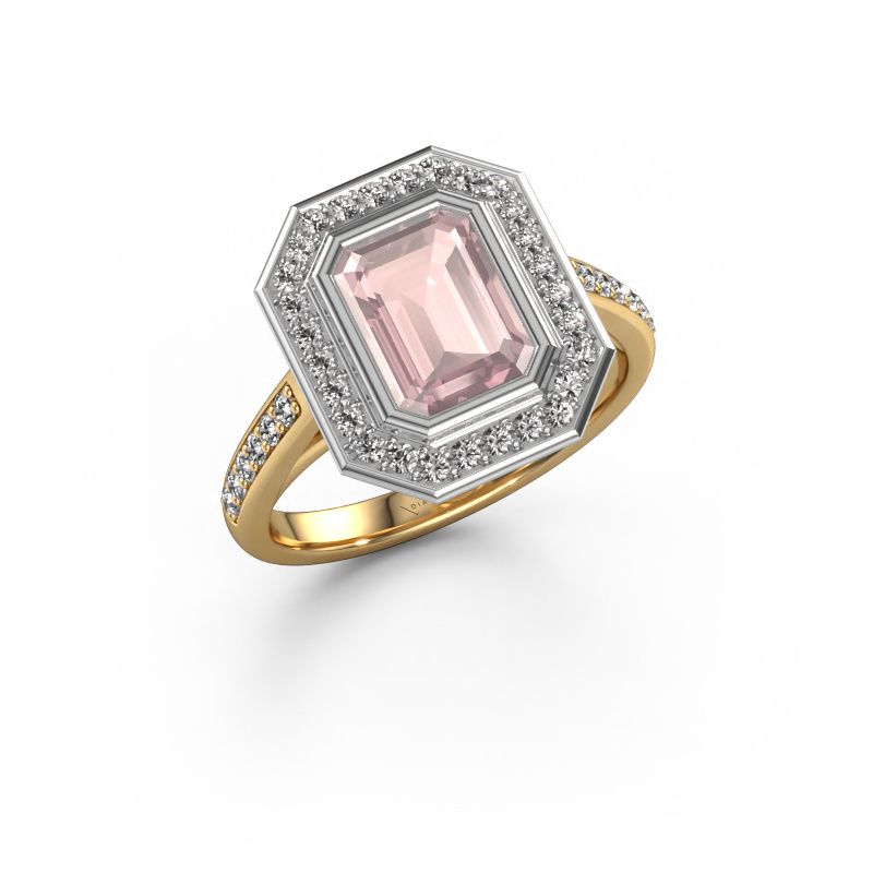 Engagement ring Noud 2 EME 585 gold morganite champagne 8x6 mm