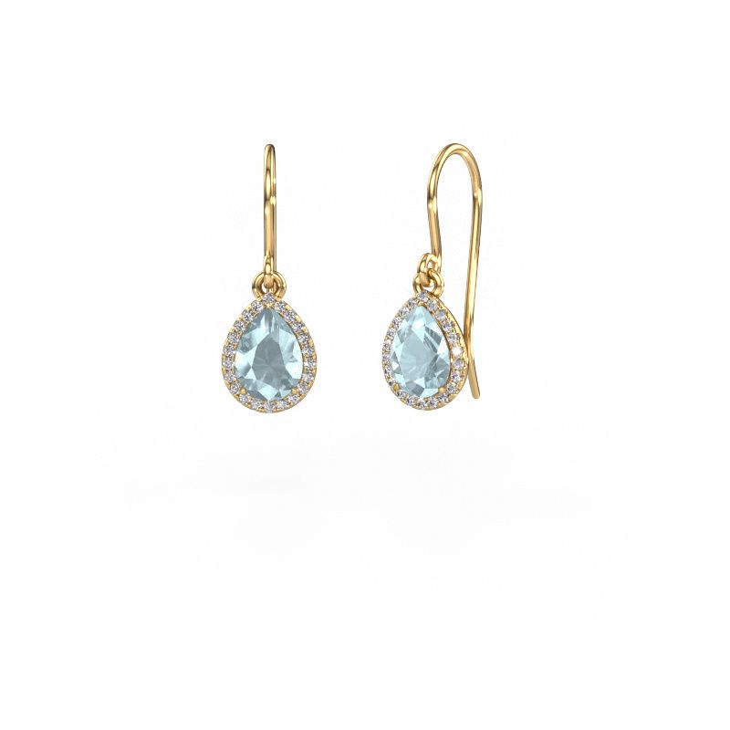 Oorhangers Seline per 585 goud aquamarijn 7x5 mm