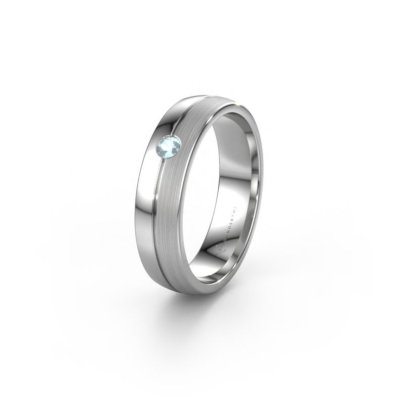 Trouwring WH0201L25APM 950 platina aquamarijn ±5x1.7 mm