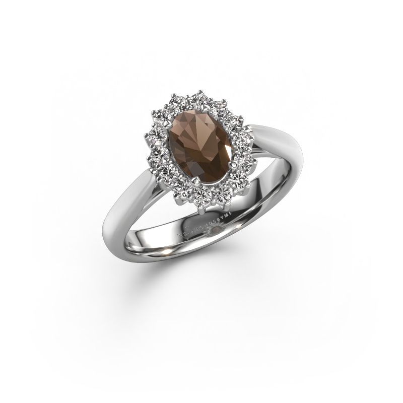 Verlovingsring Margien 1 585 witgoud rookkwarts 7x5 mm