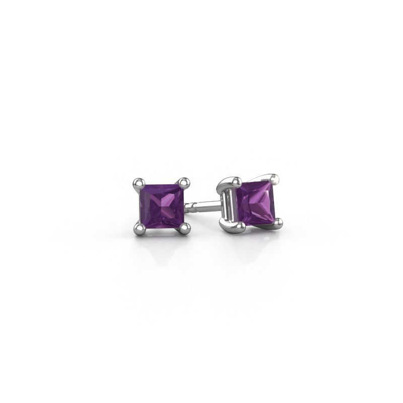 Clous d'oreilles Sam SQR 950 platine améthyste 4 mm