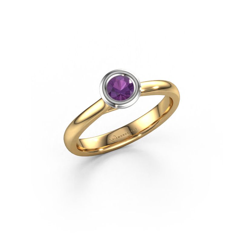 Bague de fiançailles Kaylee 585 or jaune améthyste 4 mm