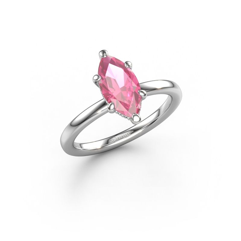 Engagement ring Simone MRQ 2 585 white gold pink sapphire 11x5.5 mm