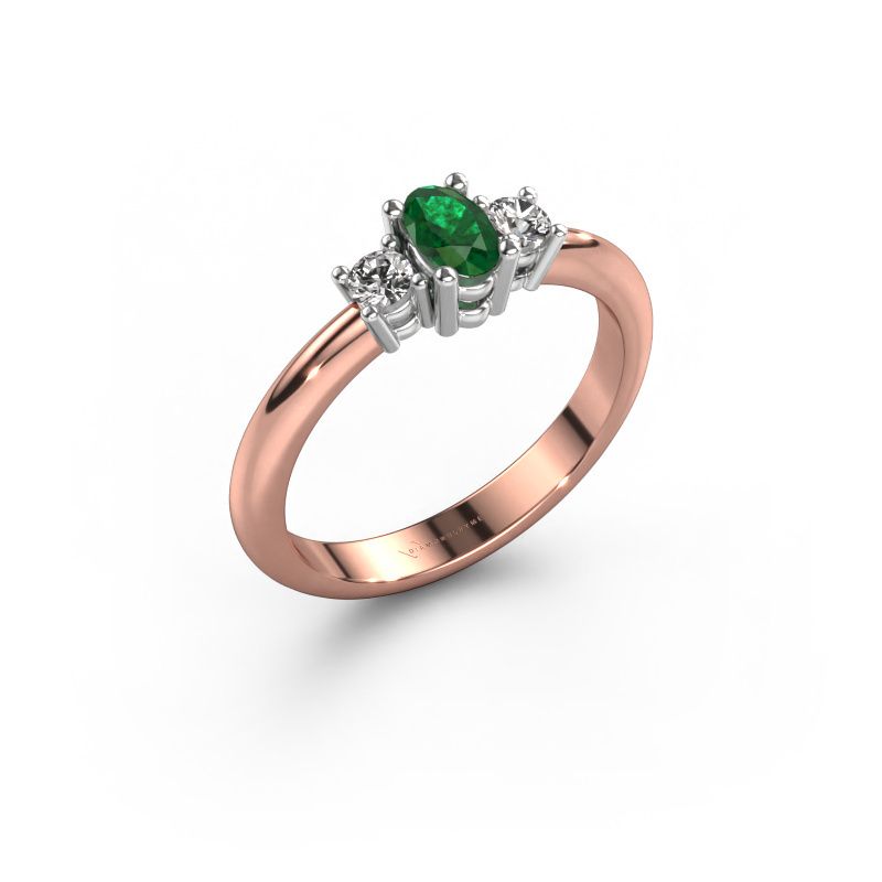 Verlobungsring Karie 585 Roségold Smaragd 5x3 mm