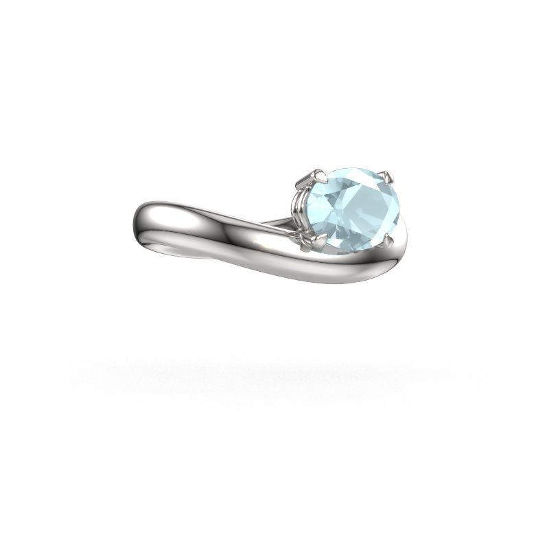 Verlovingsring Floor OVL 950 platina aquamarijn 8x6 mm