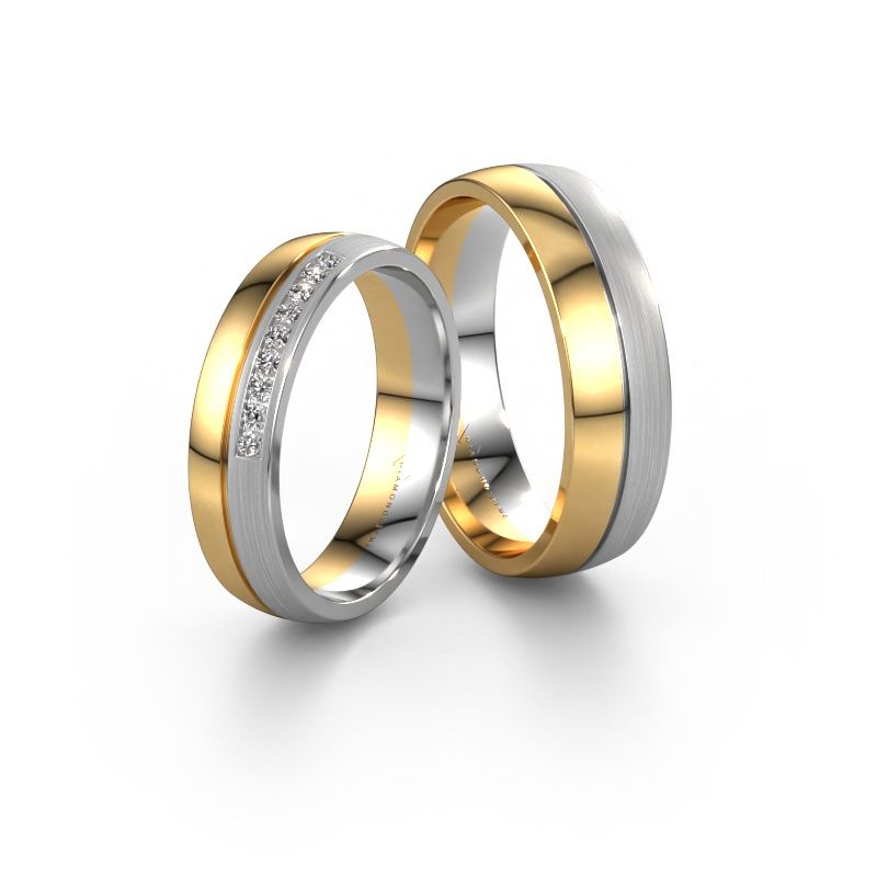 Bagues d'amitié set WH0209LM25APM ±5x1.7 mm 14 Carat or jaune diamant 0.012 crt