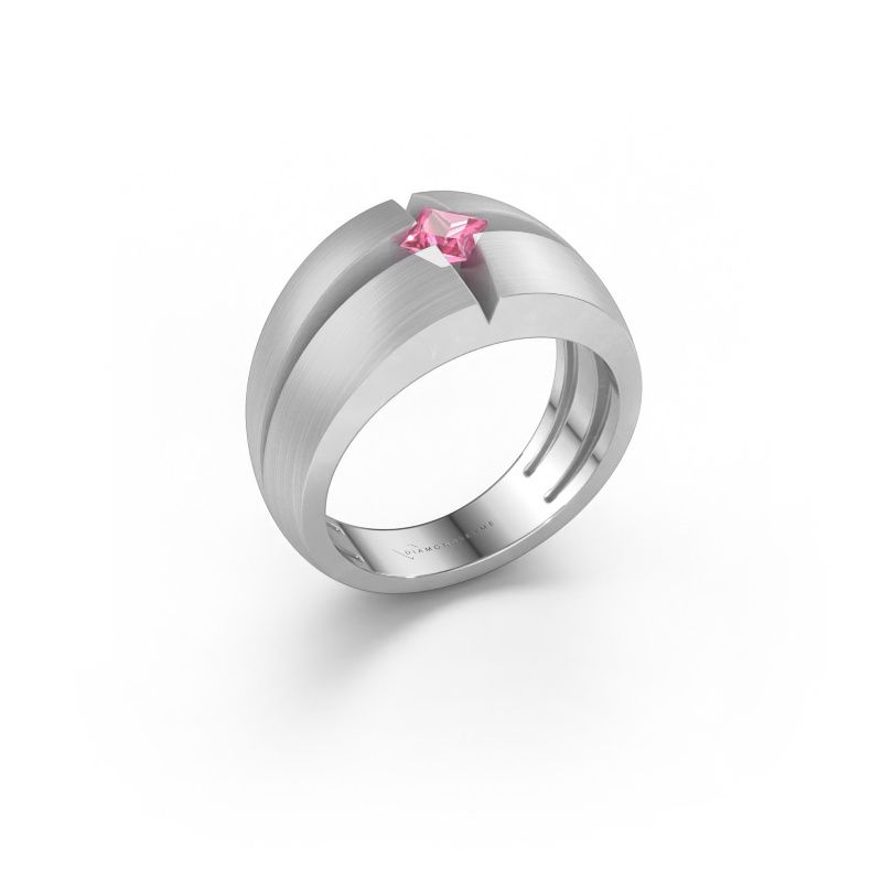 Heren ring Rens 585 witgoud roze saffier 3.5 mm