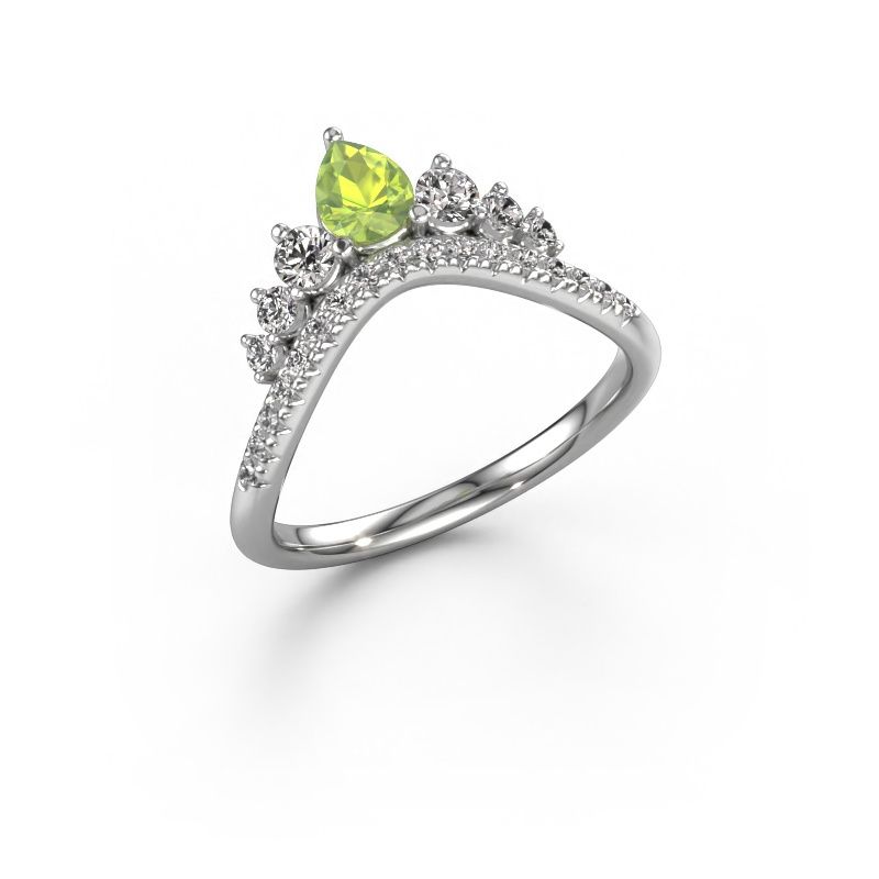 Stackable ring Crown B 585 white gold peridot 5x4 mm