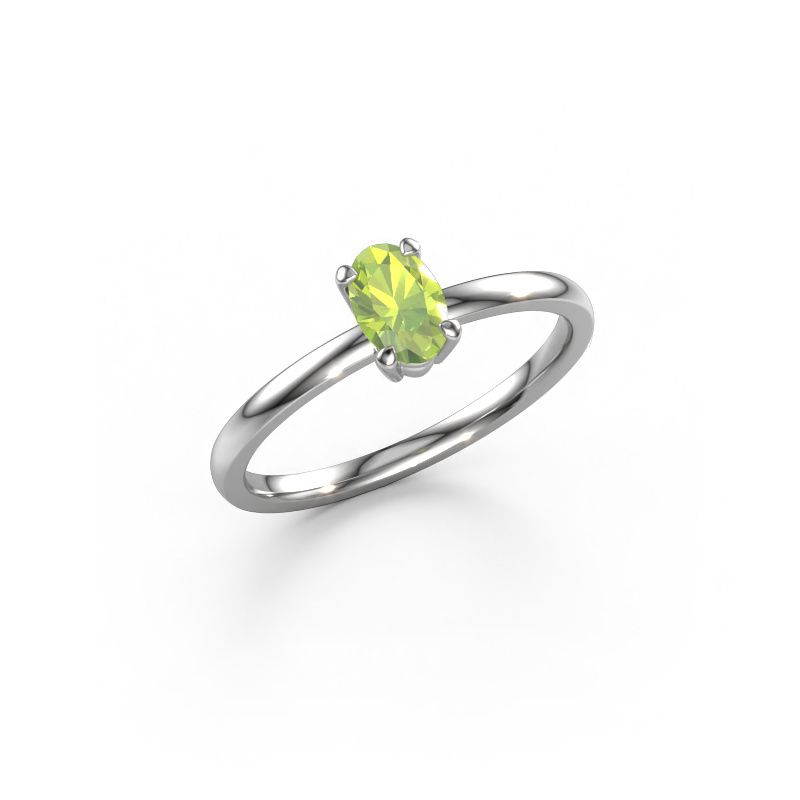 Engagement ring Lynelle 1 950 platinum peridot 6x4 mm