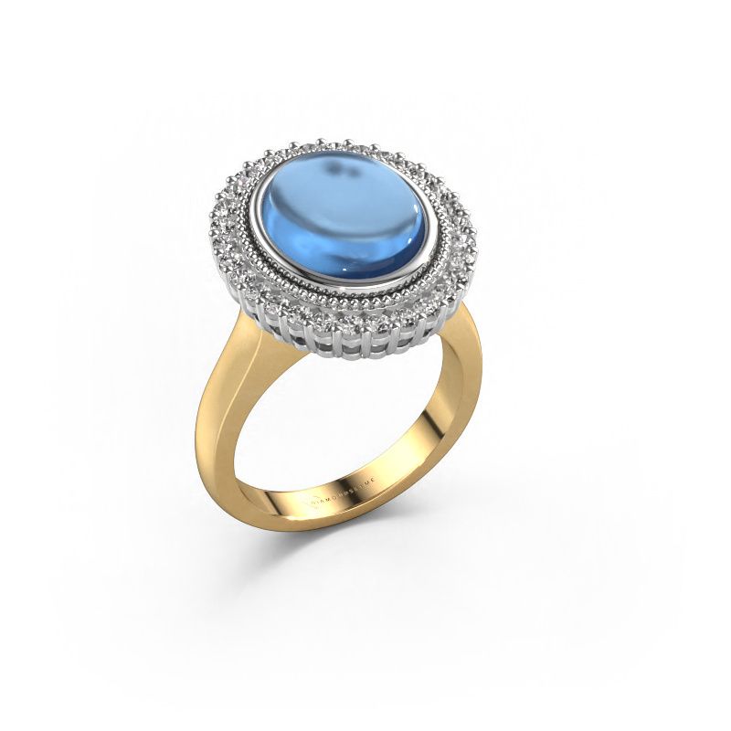 Ring Mila 585 gult guld blå topas 12x10 mm