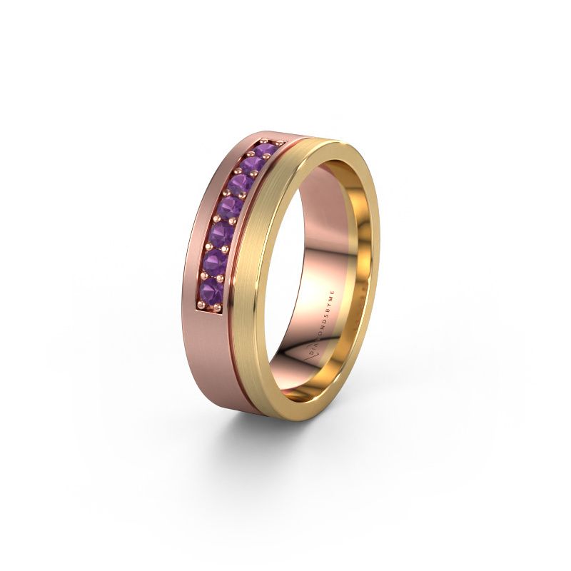 Trouwring WH0312L16AM 585 rosé goud amethist ±6x1.7 mm