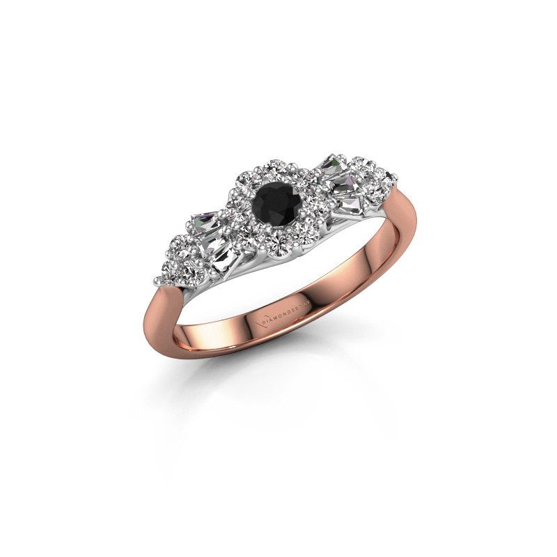 Afbeelding van Verlovingsring carisha<br/>585 rosé goud<br/>Zwarte diamant 0.55 crt