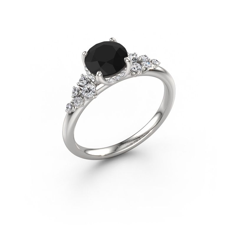 Bague de fiançailles Emma RND 585 or blanc diamant noir 1.551 crt