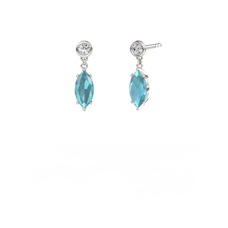 Pendants d'oreilles Lacey MRQ 950 platine topaze bleue 10x5 mm