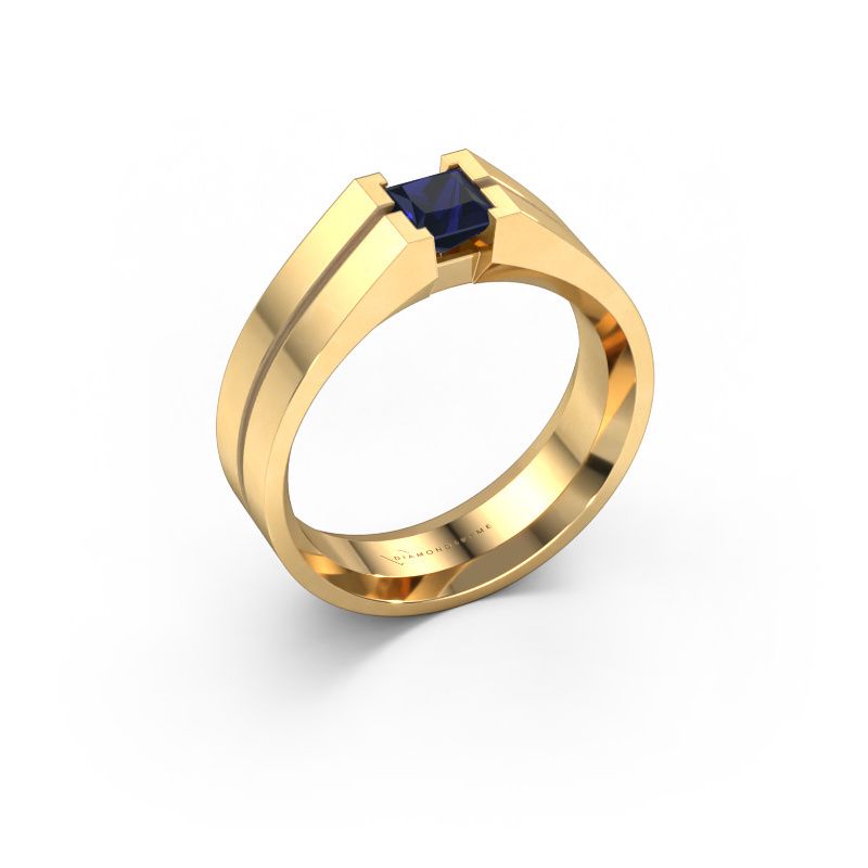 Heren ring Stefan 585 goud saffier 4.5 mm