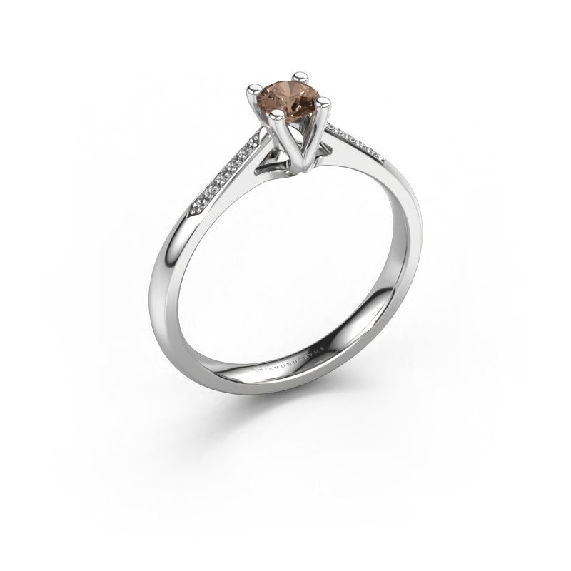 Promise ring Janna 2 950 platina bruine diamant 0.25 crt