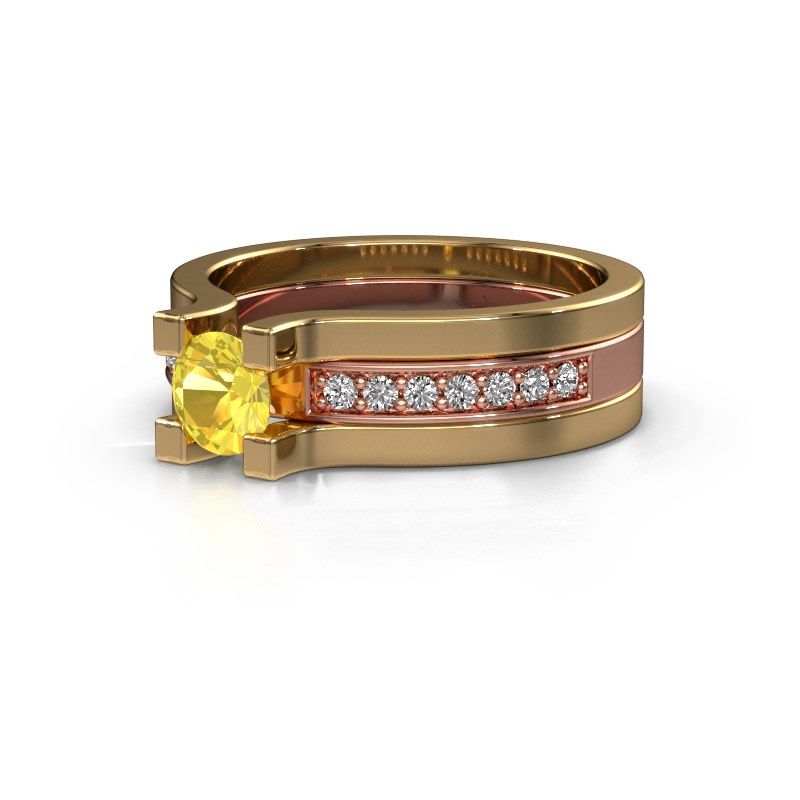 Image of Engagement ring Myrthe<br/>585 rose gold<br/>Yellow sapphire 5 mm