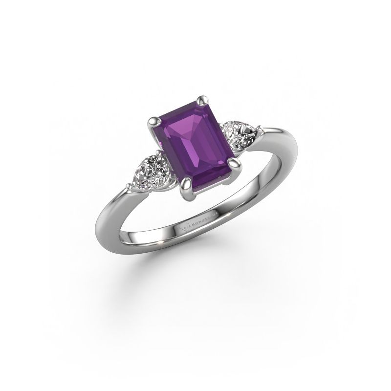 Verlovingsring Chanou EME 950 platina amethist 7.5x5.5 mm