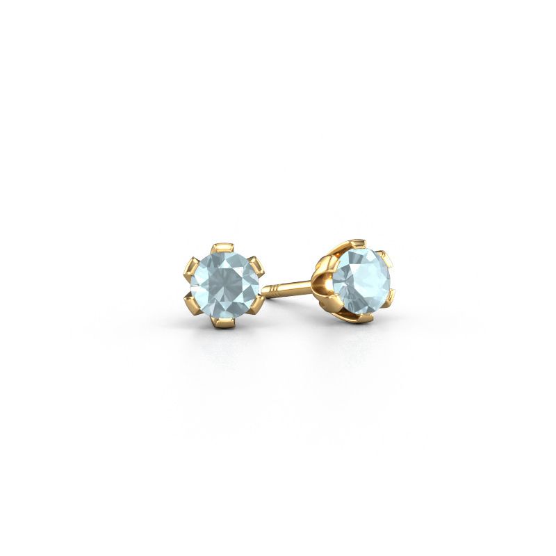 Stud earrings Julia 585 gold aquamarine 4 mm