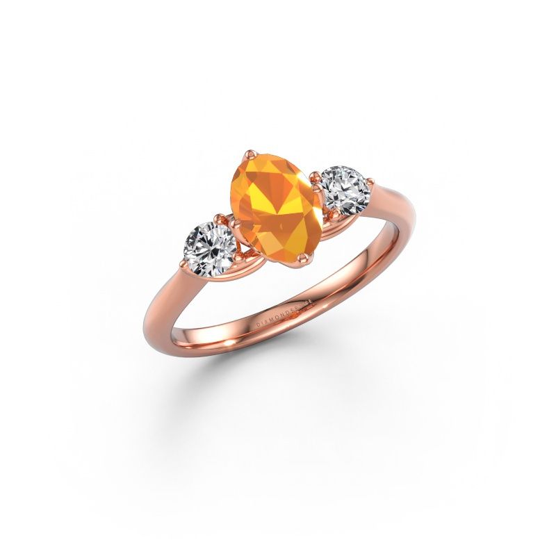 Engagement ring Vosje OVL 585 rose gold citrin 7,5x5,5 mm