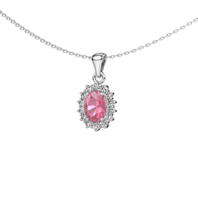 Pendentif Margien 950 platine saphir rose 7x5 mm
