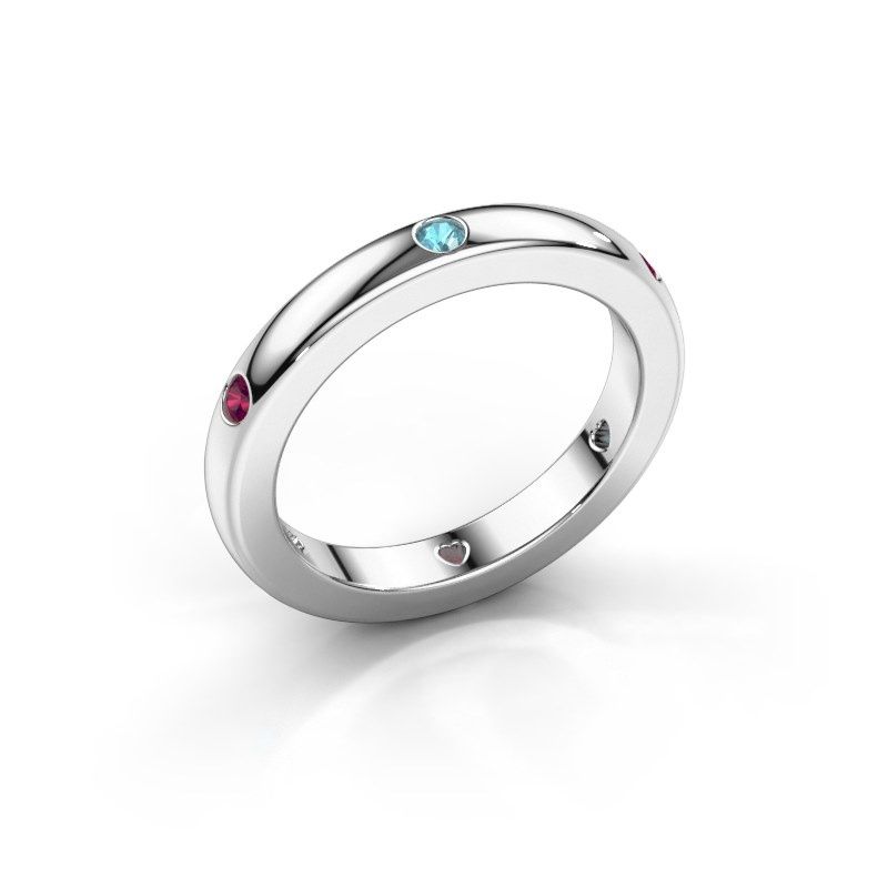 Image of Stackable ring Charla 950 platinum blue topaz 2 mm