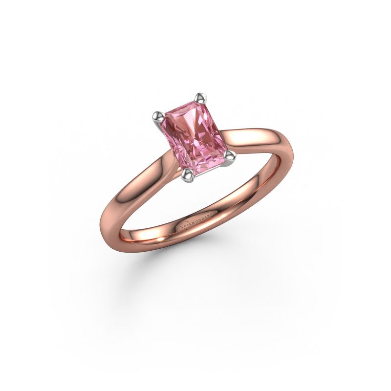 Engagement ring Mignon RAD 1 585 rose gold pink lab grown diamond 6.5x4.5 mm