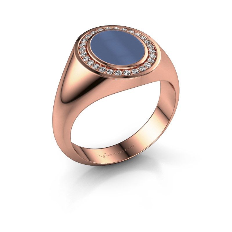 Image of Signet ring hilda 1<br/>585 rose gold<br/>Blue sardonyx 10x8 mm