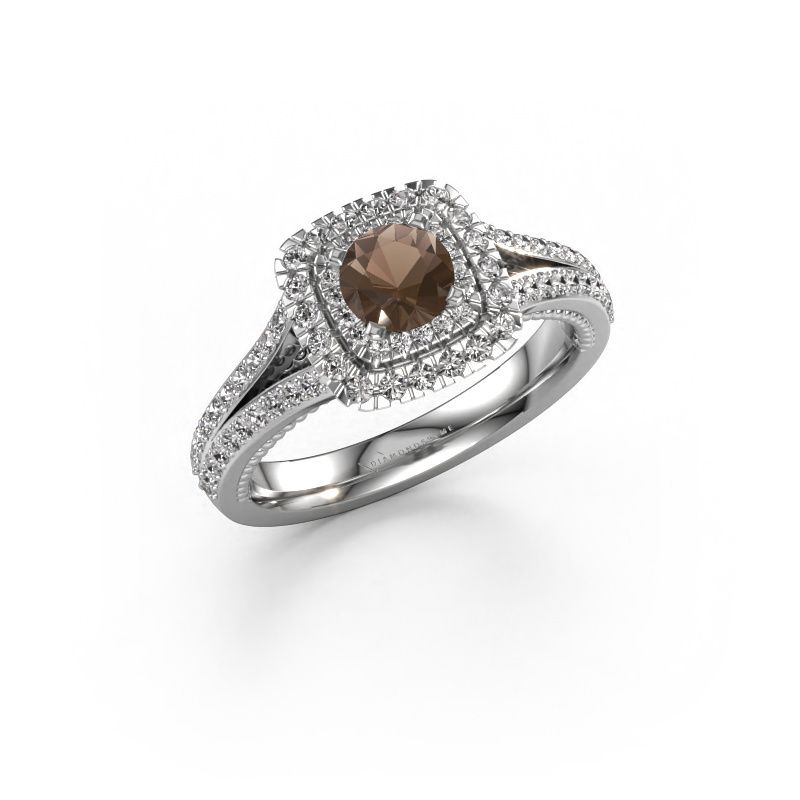 Verlovingsring Annette 585 witgoud rookkwarts 5 mm