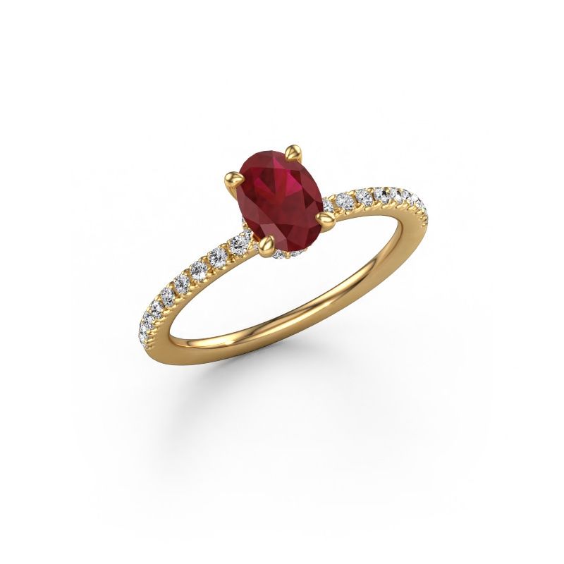 Bague de fiançailles Crystal OVL 4 585 or jaune rubis 7x5 mm