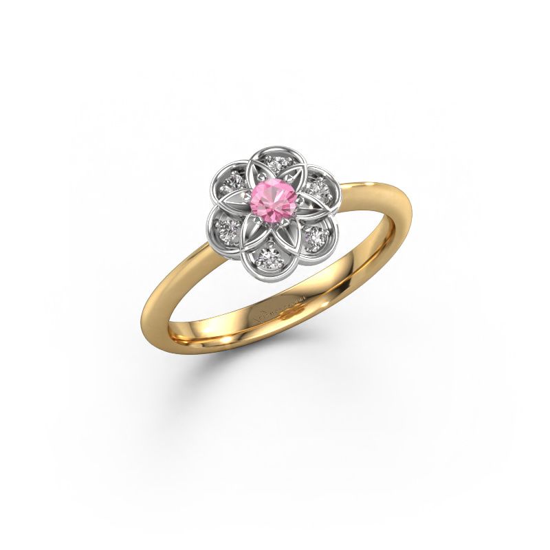 Bague Uma 585 or jaune saphir rose 3 mm
