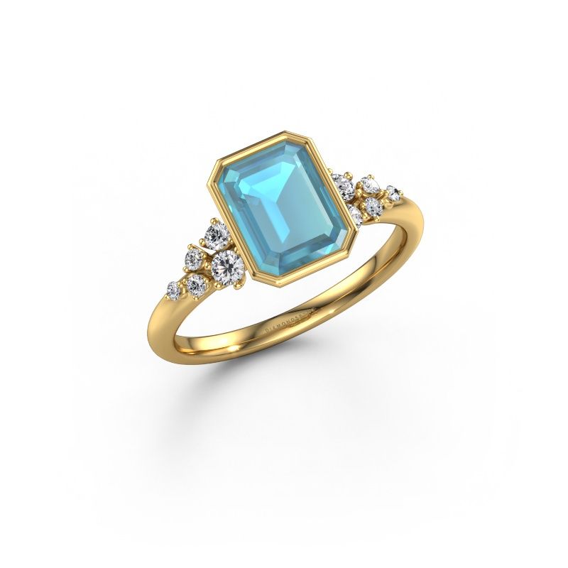 Engagement ring Aliyah EME 585 gold blue topaz 8x6 mm