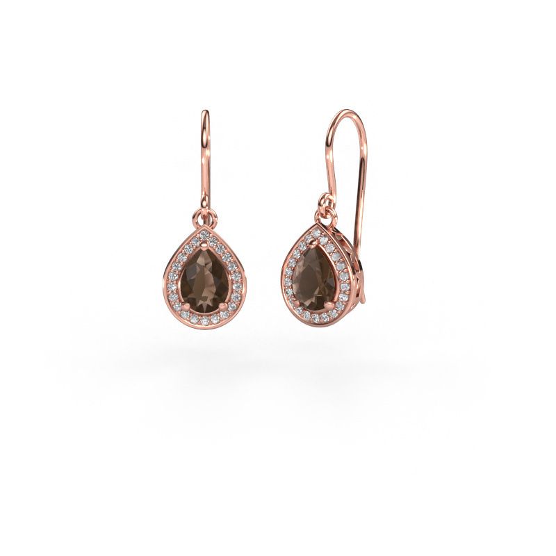 Pendants d'oreilles Beverlee 1 585 or rose quartz fumé 7x5 mm