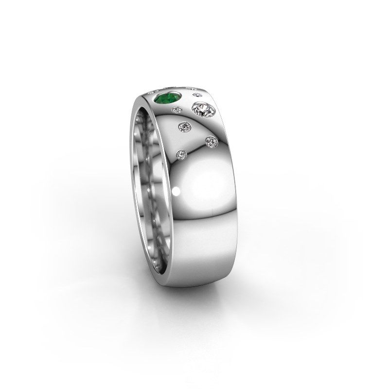Image of Wedding ring WH0141L26BP<br/>950 platinum ±7x2 mm<br/>Emerald