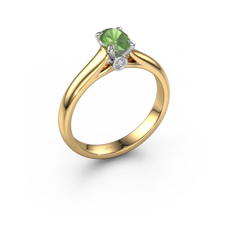 Verlobungsring Valorie ovl 1 585 Gold Turmalin grün 6.5x4.5 mm