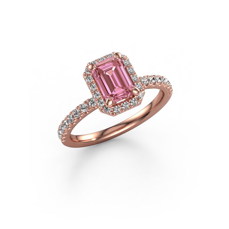 Engagement ring Miranda EME 585 rose gold pink lab grown diamond 7x5 mm