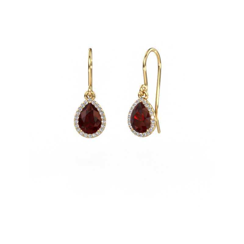 Drop earrings Seline per 585 gold garnet 7x5 mm