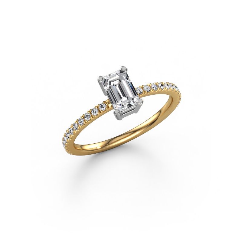 Bague de fiançailles Denita 2 EME 585 or jaune diamant synthétique 0.70 crt