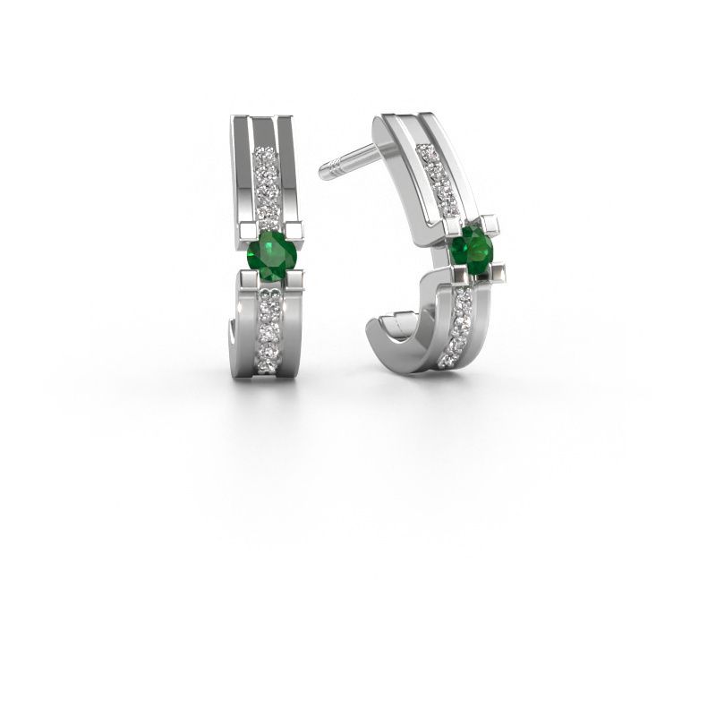 Earrings Myrthe 950 platinum emerald 2.5 mm