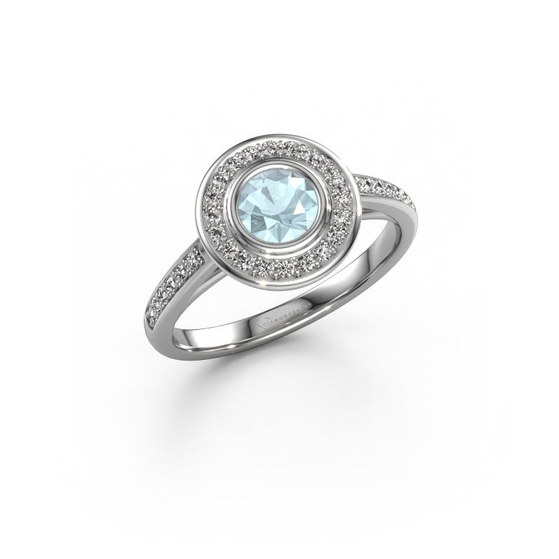 Engagement ring Noud 2 RND 585 white gold aquamarine 5 mm