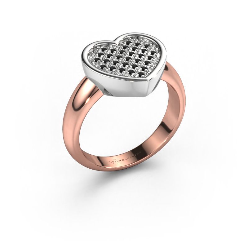 Ring Veerle 585 Roségold Schwarz Diamant 0.18 crt