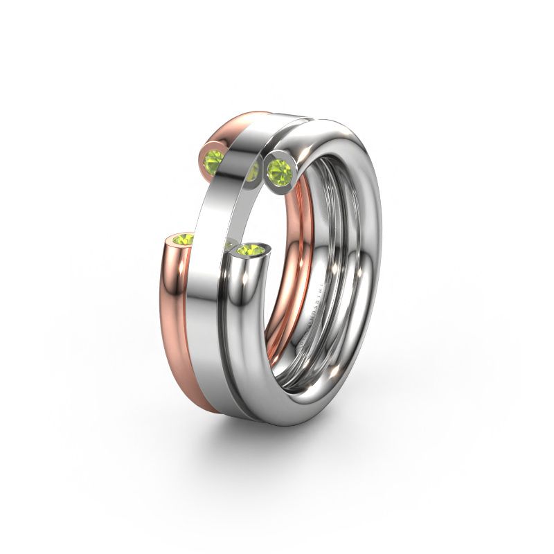 Trouwring WH6018L 585 witgoud peridoot ±8x3 mm