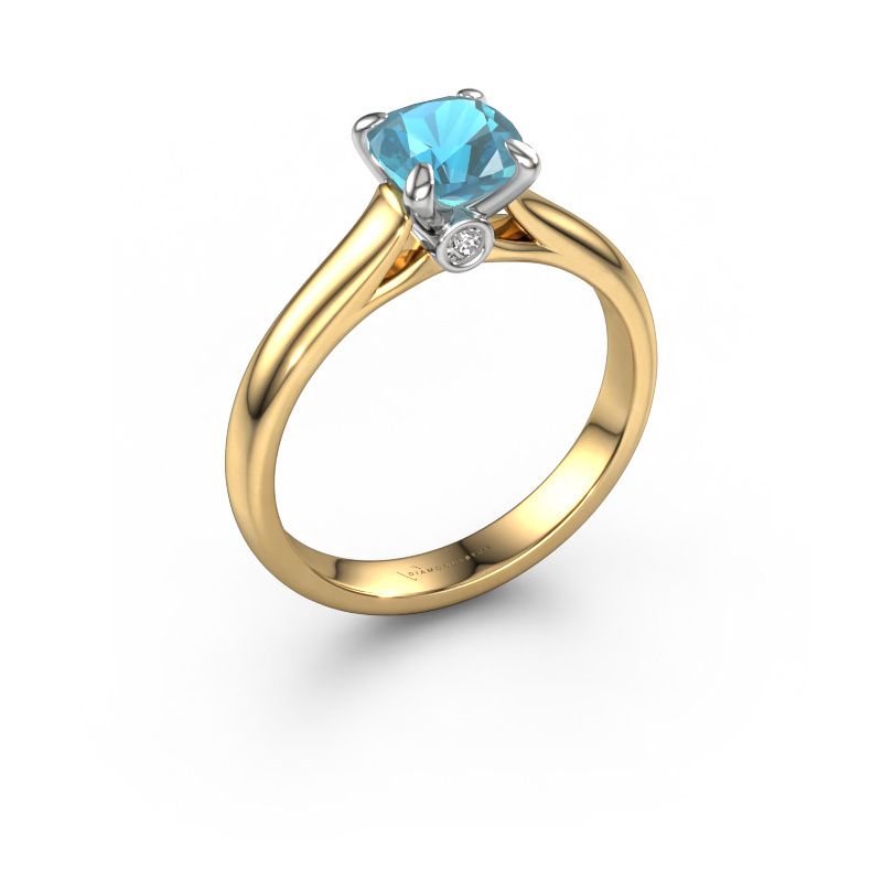 Engagement ring Valorie cus 1 585 gold blue topaz 6 mm