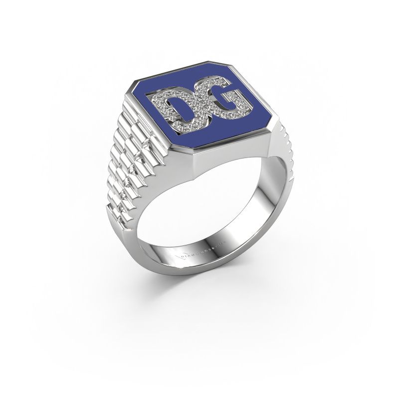 Signet ring Stephan 2 950 platinum lab grown diamond 0.124 crt