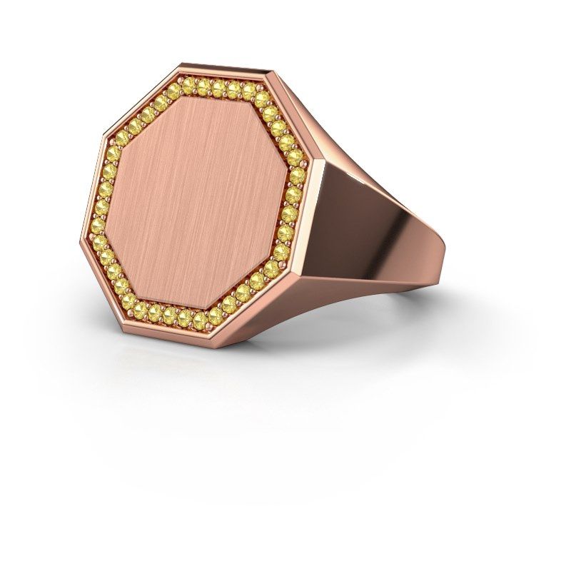 Image of Men's ring floris octa 4<br/>585 rose gold<br/>Yellow sapphire 1.2 mm