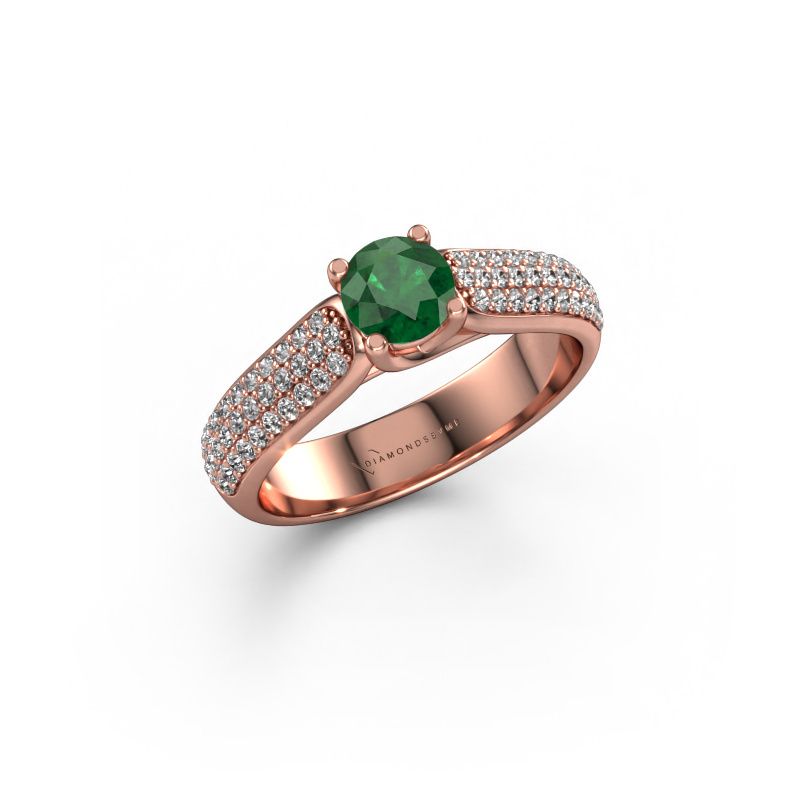 Verlobungsring Leoness 585 Roségold Smaragd 5 mm