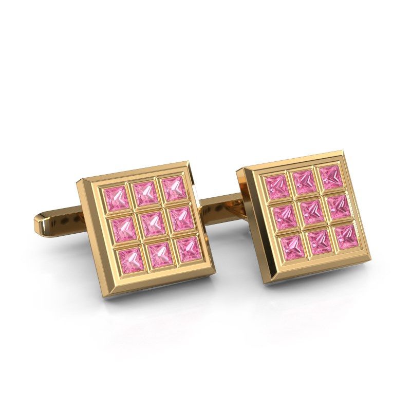 Image of Cufflinks clen<br/>585 gold<br/>Pink sapphire 3 mm