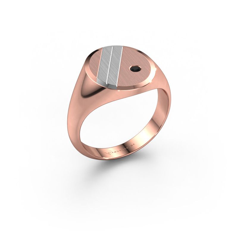 Siegelring Wesley 3 585 Roségold Schwarz Diamant 0.036 crt