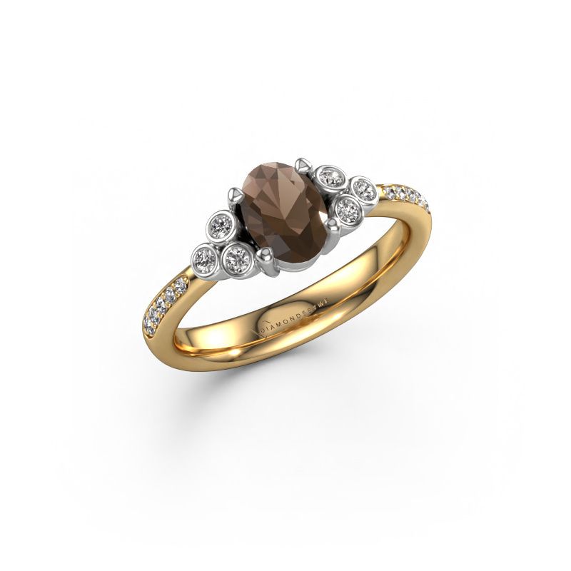 Verlobungsring Lucy 2 585 Gold Rauchquarz 7x5 mm