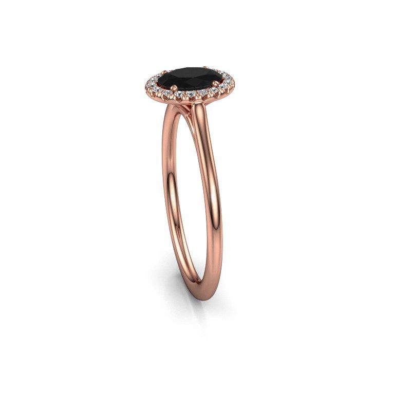 Image of Engagement ring seline ovl 1<br/>585 rose gold<br/>Black diamond 0.69 crt